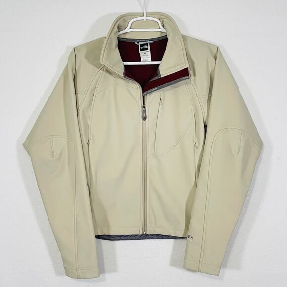 The North Face Softshell Apex Lightweight Jacket Women Medium Cream Fleece Lined - Picture 1 of 11